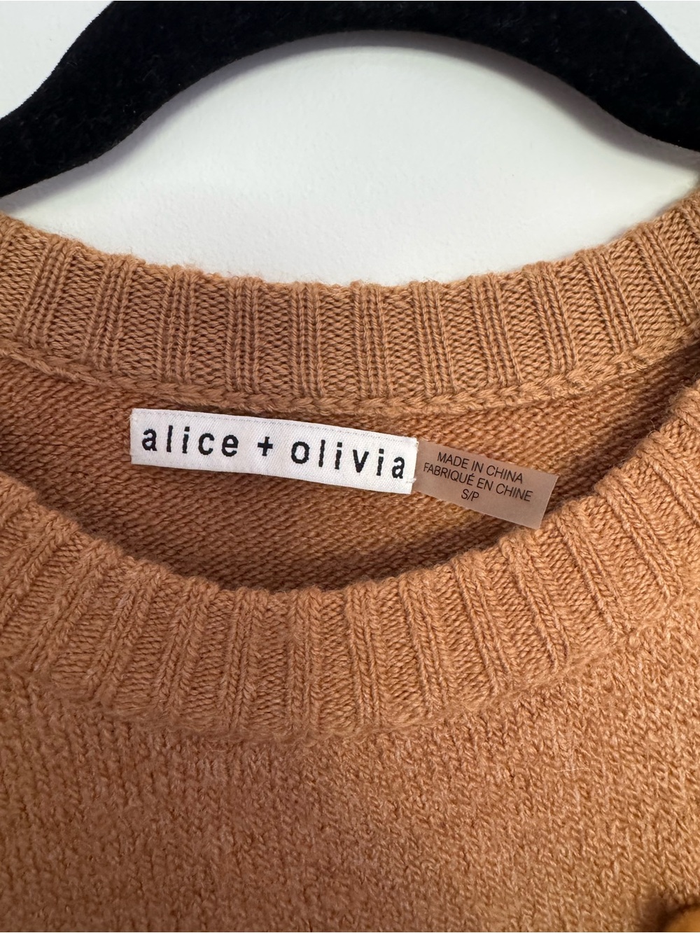 Alice + Olivia Camel Brown Gold Orb Stud Embellished Sweater S/M - Picture 5 of 5